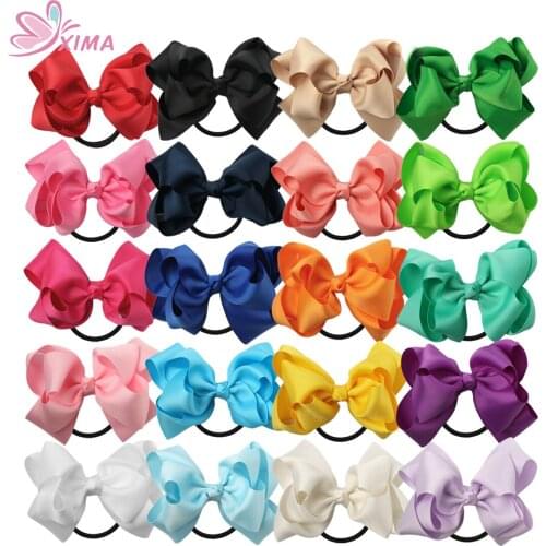XIMA 20pcs/lot 4''Ribbon Hair Ribbon Bows with Elastic Black Headband for Girls Women Hair Accessories