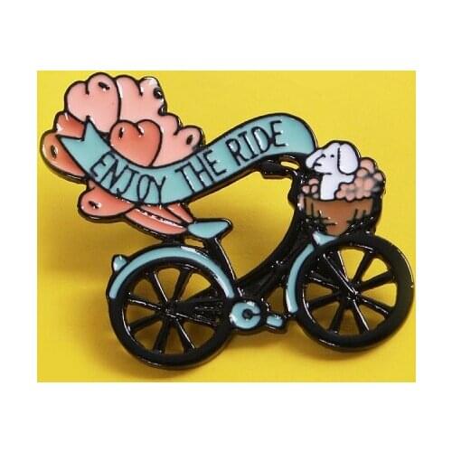 Puppy balloon bicycle Enamel Pin Cute Brooch Denim Jeans shirts bags Celebrated fashion Jewelry Gift for Friends Children