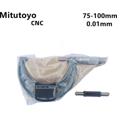Mitutoyo CNC Outside Micrometers 75-100mm 0.01mm Measuring Gauging Tools Scale Micrometer Mechanical Metric Carbide Teaching