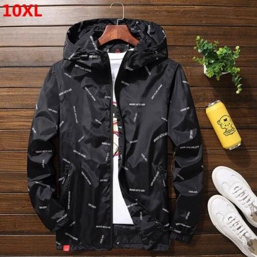 Thin section Spring and autumn plus size hooded jacket 9XL mens jacket casual jacket 10XL 8XL coat men