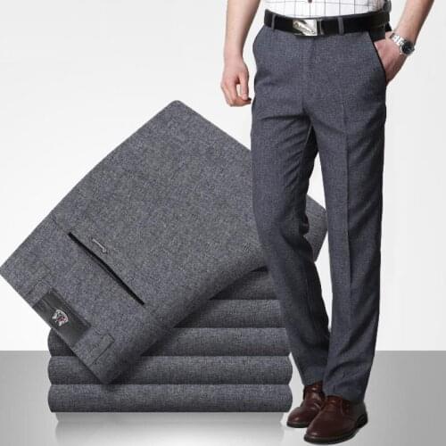 2020 Spring Autumn Mens Business Dress Pants Fashion Solid Gentle Thicken Casual Trousers Male Brand Suit Pant Black Blue Gray