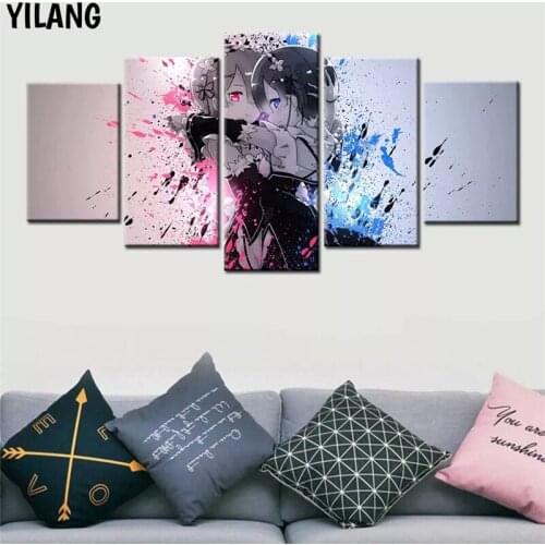 Wall Art Canvas Painting Re Zero Poster Modern 5 Pic Module Pictures Children Modern Home Decor Boys Room Decoration Painted