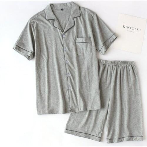 Men & Women Summer Pajamas 2-Piece Set Pure Cotton Short Sleeve+Shorts Home Clothes Man PJs Sleepwear Comfortable Soft Nightgown