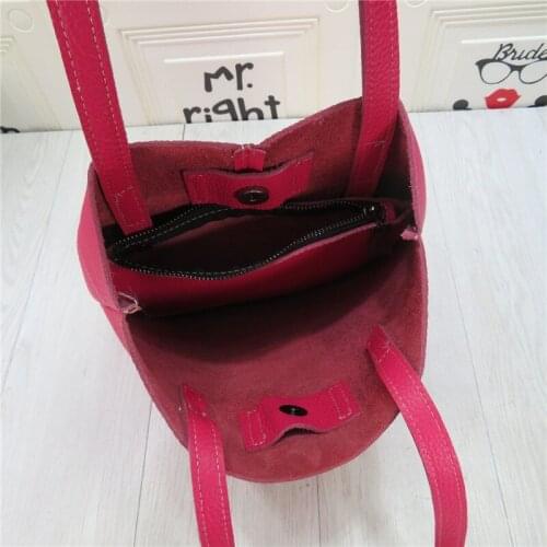 Casual Totes Women Cow Leather Shoulder Bag Large Capacity Shopping Bags Female Vintage Handbag Solid Colors Soft Composite Bag