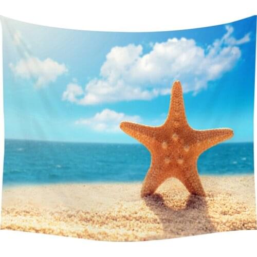 Pumelo Tree Home Tapestry Wall Hanging Starfish Shell Seaside Printed Mandala Wall Carpet Farmhouse Home Decor Beach Towel
