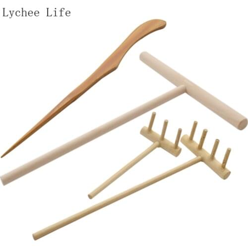 Lychee Life 1Set Natural Wooden Zen Garden Tool Bamboo Rake Fengshui Home Decoration Diy Accessories