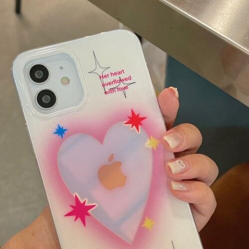 High Quality Laser Hollow Love Soft Silicone Phone Case for iPhone 12 Pro 7 8 Plus 11 X XS XR MAX SE 2 Korean Fashion Back Cover