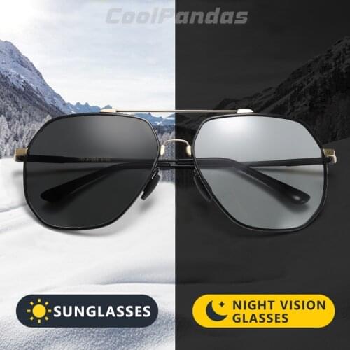 CoolPandas 2020 Photochromic Polarized Sunglasses Men Memory metal Hexagon Retro Sun glasses Driving Eyewear UV400 Gafas De Sol