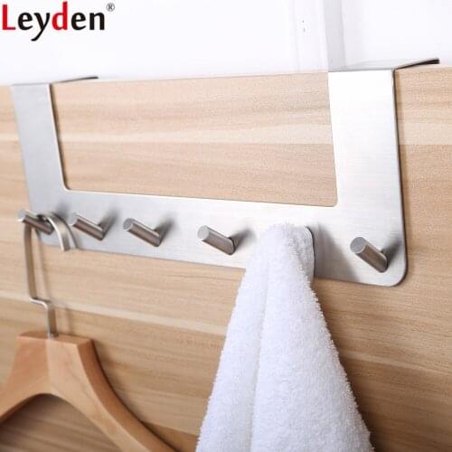 Leyden 304 Stainless Steel Brushed Hanger Modern 6 Robe Hooks Clothes Hat Hooks For Bathroom Accessories