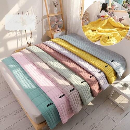Fresh color quilted embroidered summer cool quilt blanket single double feather velvet thin cover spring and summer new LB42802
