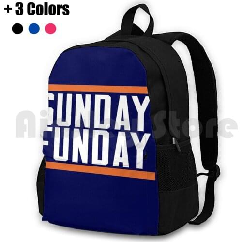 Sunday Funday Outdoor Hiking Backpack Waterproof Camping Travel Monday Sunday Football Sports Bears Chicago Bear Down Tailgate