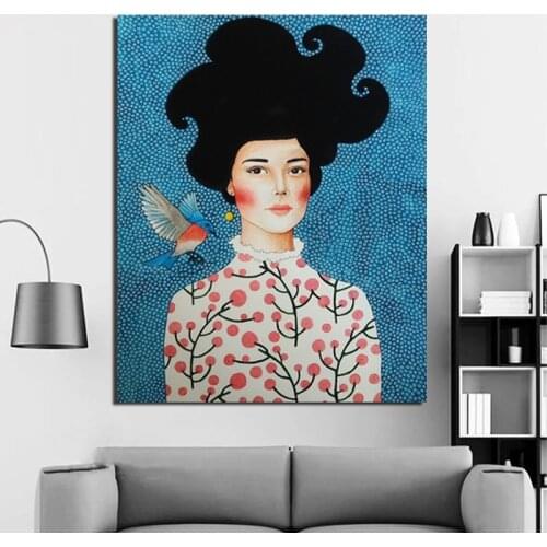 Poster Vintage Blue Background Wallpaper Canvas Painting Print Living Room Home Decoration Modern Wall Art Oil Painting Posters