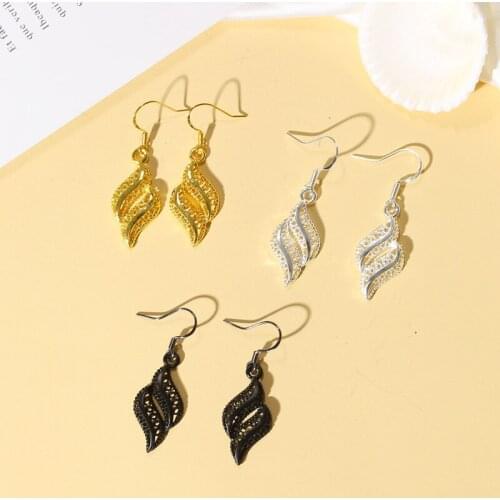 Wave Drop Earrings Fashion Hollow Metal Earrings For Women Earing Jewelry Gold Black Color Earrings Kolczyki A217