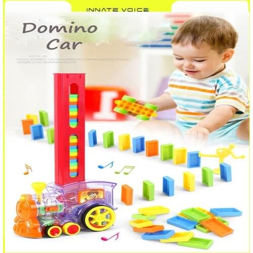 ZK20 Domino Electric Laying Domino Brick Train Car Toy 80Pcs Set Colorful Plastic Game Building Block Car Truck Kids Toys/Gift