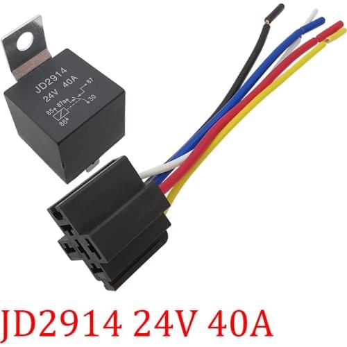1Pcs JD2914 Car Relay with Wire Harness 24V 40A 5Pin Automotive Socket JD2914 Auto Control Device Relay for Truck Motorcycle