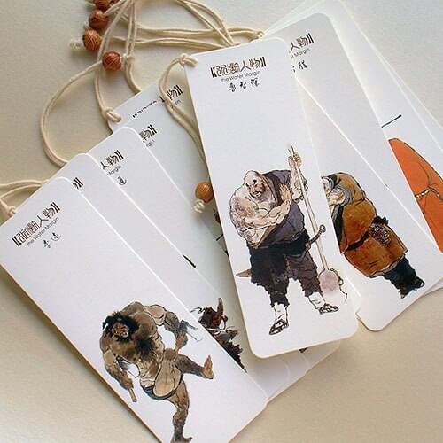 10Pcs/Set Water Margin characters Paper Bookmarks Ancient Style Book Holder Message Card Gift Stationery