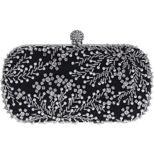 2020 Ladies Crystal Pearl Clutch Bag Luxury Handbag Hand Embroidered Evening Bag Bride Shoulder Bag Banquet Clutch Bag