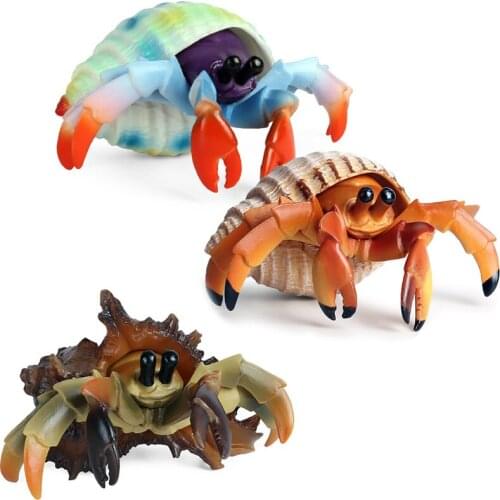 2022 Simulation Ocean Animals ABS Hermit Crab Action Model Figures Collection Cognition Educational Toys for Kids Christmas Gift