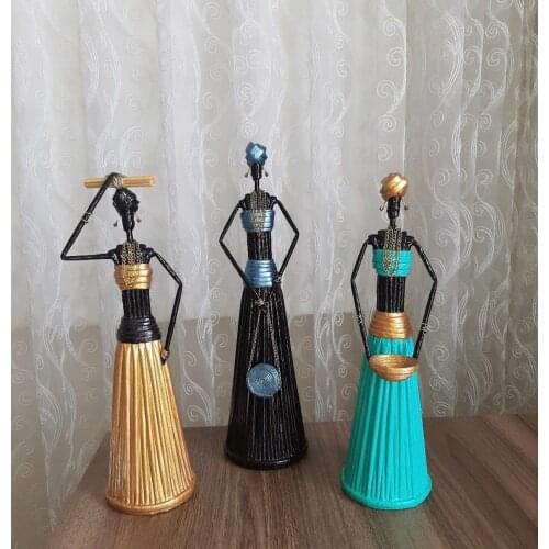 3pcs / set 100% Handmade african girls crafts living room figurines home decoration accessories office desktop african women