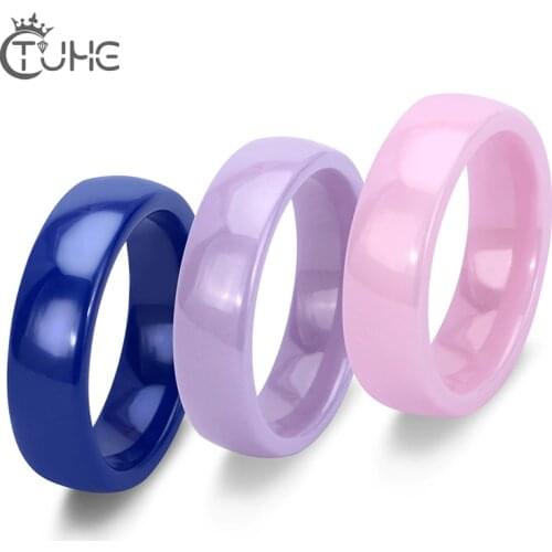3pcs/Set Pink Purple Blue Ceramic Rings For Women Never Fade Color Titanium Steel Custom Ceramic Jewelry Rings Anniversary Gift
