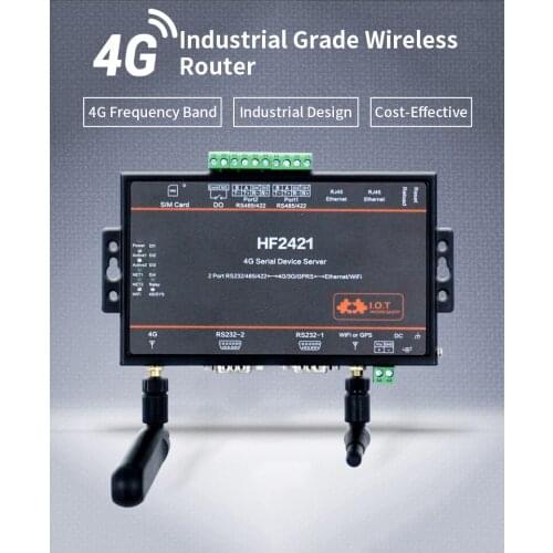 4G DTU LTE HF2421 4G Double Port 4G Serial Device Server 4G 3G GPRS Network Converter Router