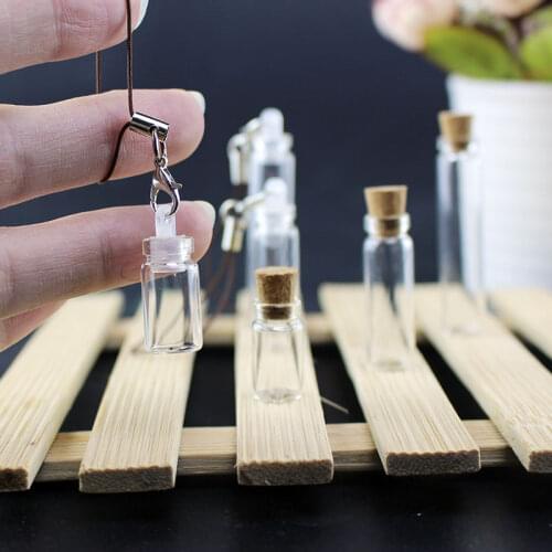 0.8ml 1ml 2ml Mini Transparent Clear Glass Bottles With Cork Empty Tiny Glass Vials Jars Small Gift Bottle