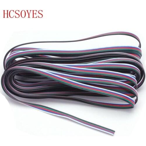 50m 5 Pin Led Connector Extension Electric Wire Cable Blue/White/Red/Green/Black For RGBW 5050 3528 LED Stirp Light 22 AWG