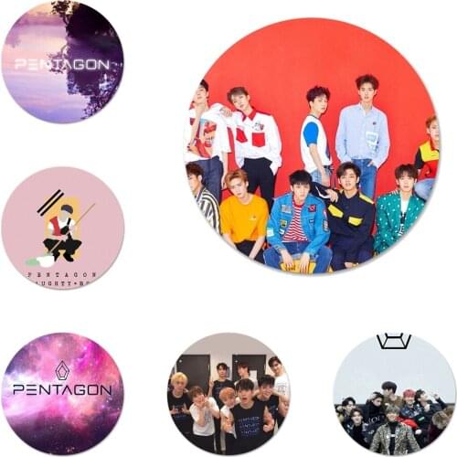 58mm Pentagon kpop Korean group boy Icons Pins Badge Decoration Brooches Metal Badges For Backpack Decoration