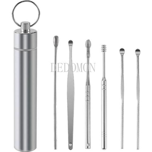 6Pcs/set Ear Wax Pickers Stainless Steel Ear Picks Wax Removal Curette Remover Cleaner Ear Care Tool Ear Pick Beauty Tools