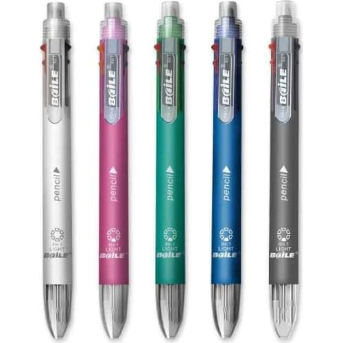 6 in1 Multicolor Ballpoint Pens 5 Colors Ballpoint Pen 1 Automatic Pencil With Eraser For School Office Writing Stationery