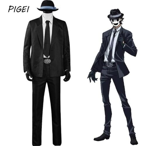 Anime High Rise Invasion Costume Halloween Tenkuu Shinpan Coat Shirt Pants Full Sets Carnival party Latex Mask for Women Mens