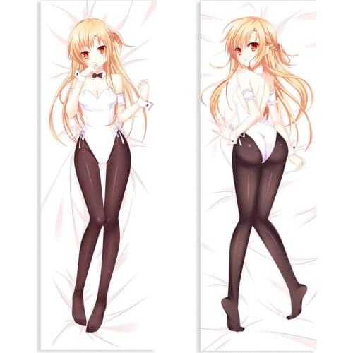 Anime Sword Art Online Long Pillow Case Cosplay Yuuki Asuna Cushion Cover Hugging Body Peach Skin Pillowcase fashion Printed