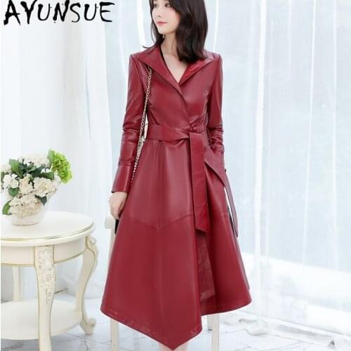 AYUNSUE 100% Genuine Leather Jacket Women Long Sheepskin Coat Female Korean Coats and Jackets Spring Autumn 2021 Chaqueta Mujer