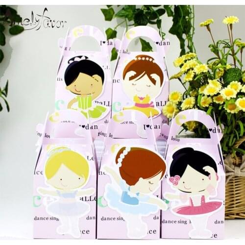 Ballerinas Theme Party Favor Box Ballet baby Girls Candy Gift Cupcake Box Birthday Event Party Decorations Container Supplies