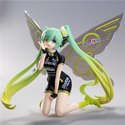 Bandai Hatsune Miku Kneeling Race Car Support Anime Figure Boxed PVC Model Doll Birthday Gift Decoration Toy