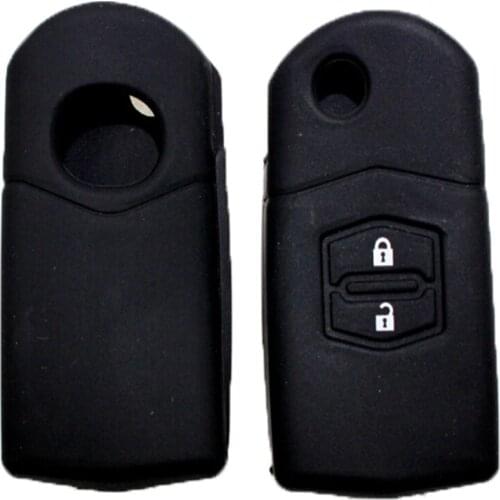 Silicone Car Key Case Cover 2 Buttons Fob Shell Cover Case For Mazda Demio 2 3 5 6 M2 M3 M5 M6 CX-5 CX-7 CX-9 RX-8 MX5 MPV Black