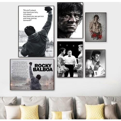 Black and white rock boxing bodybuilding painting canvas poster print wall art picture inspirational living room decoration