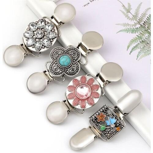 European American Style Clothing Shawl Clip Female Scarf Buckle Colorful Flower Sweater Clip Silk Scarf Brooch Clip Accessories