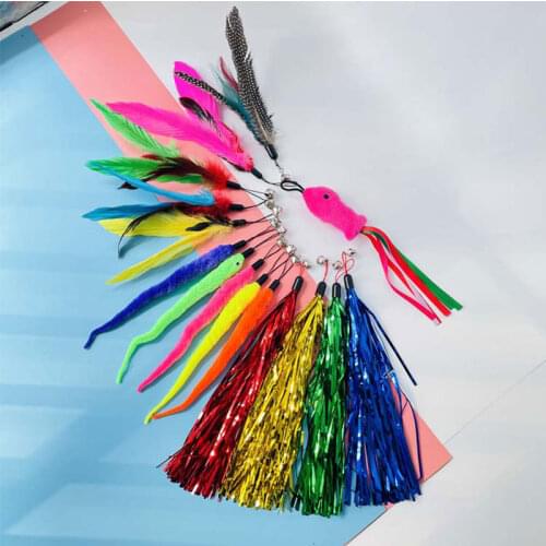 Cat Feather Toy, 3PCS Retractable Cat Wand Toys and 16PCS Replacement Teaser with Bell and Feather Refills Set for Cat Exercise