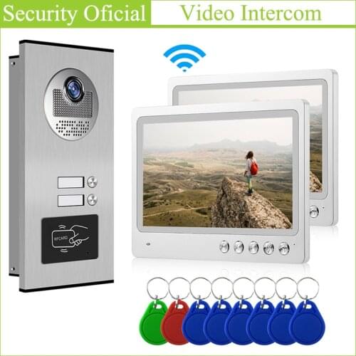 Intercom Kit APP Remote Control 9 Inch Monitor Wifi Video Door Phone Doorbell RFID Camera Audio Doorbell with 2 Multi Apartments