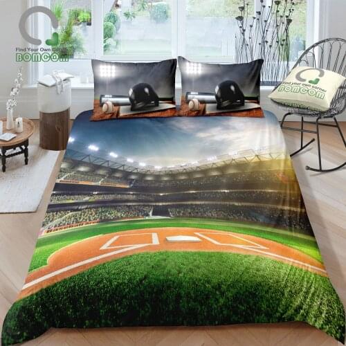Bomcom 3D Digital Printing Bedding Set Baseball Stadium Design Sport Duvet Cover Set 100% Microfiber