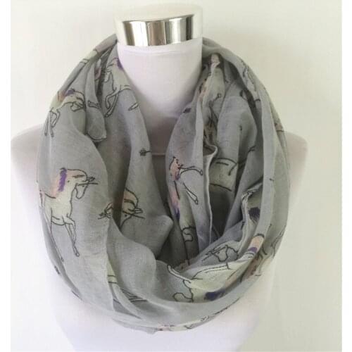 Fashion scarves horse Print Loop Shawl Women Winter Stripes Ring Scarves Female Autumn Horses Animal unicorn Infinity Scarf