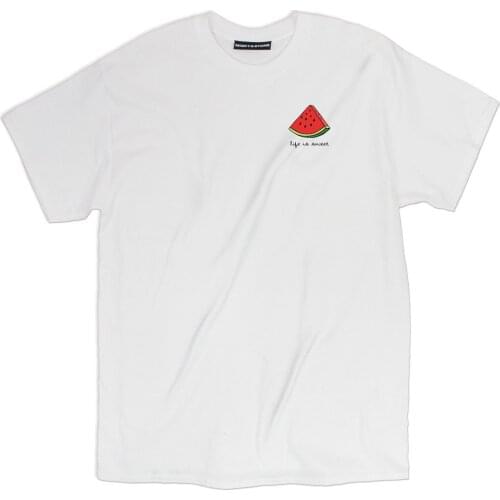 MenS T-Shirt 2019 Newest Life Is Sweet Watermelon Delight Loose Fit T-Shirt Tee Base Shirt
