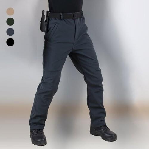 Men Casual Zipper Pockets Thick Warm Long Trousers Outdoor Hiking Cargo Pants