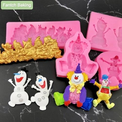 3D Clown Cartoon Silicone Mold Resin Clay Candle Moulds Chocolate Cake Candy Mold Fondant Decorating