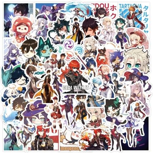 10/30/50pcs/Set Hot Game Genshin Impact Cartoon Stickers For Luggage Gift Notebook Decal Computer Refrigerator Skateboard Trunk