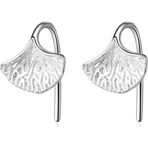 New Simple Sweet Ginkgo Leaf Earrings For Women Trend Creative 925 Sterling Silver Jewelry Party Gift Oorbellen SAE161