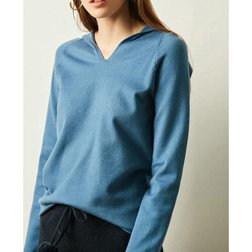 2021 Fall Hooded Sweater Women Solid Loose Knitted Pullover Fashion Cropped Sweaters Outerwear Harajuku Jumpers Knitwear Clothes