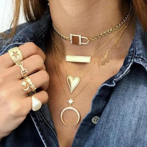 Lock necklace unique design Rock Punk fashion women jewelry heavy chain statement fashion jewelry