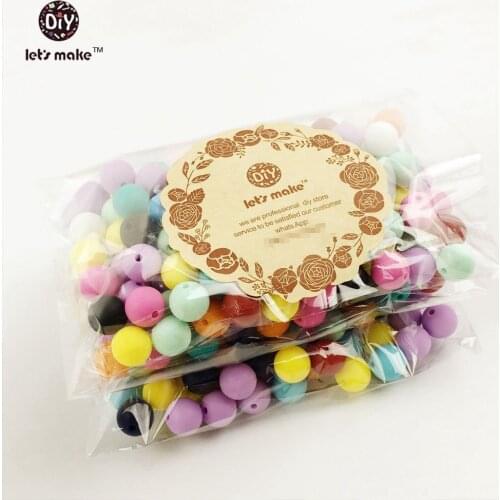 Lets Make Silicone Beads Round Sensory Baby Chew Balls(12mm 150pc)Teething Necklace Silicone Bead Food Grade DIY Nursing Beads